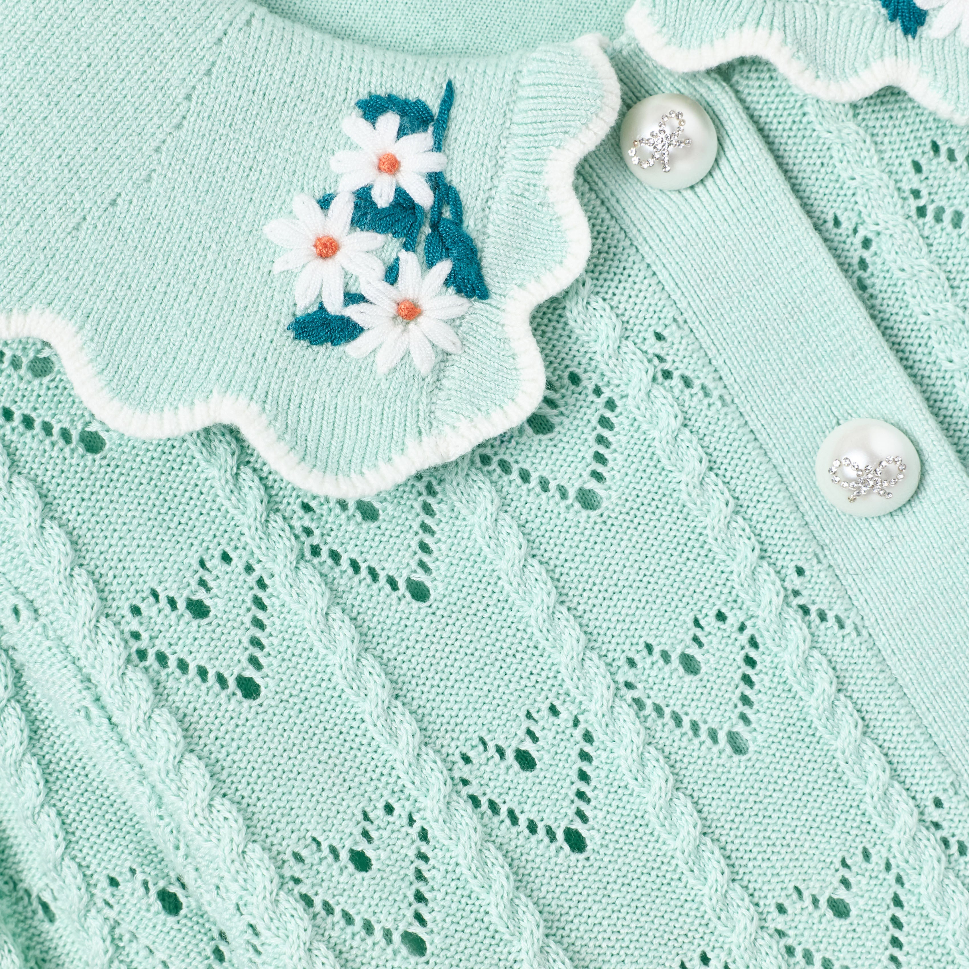 Mint Heart Knit Cardigan