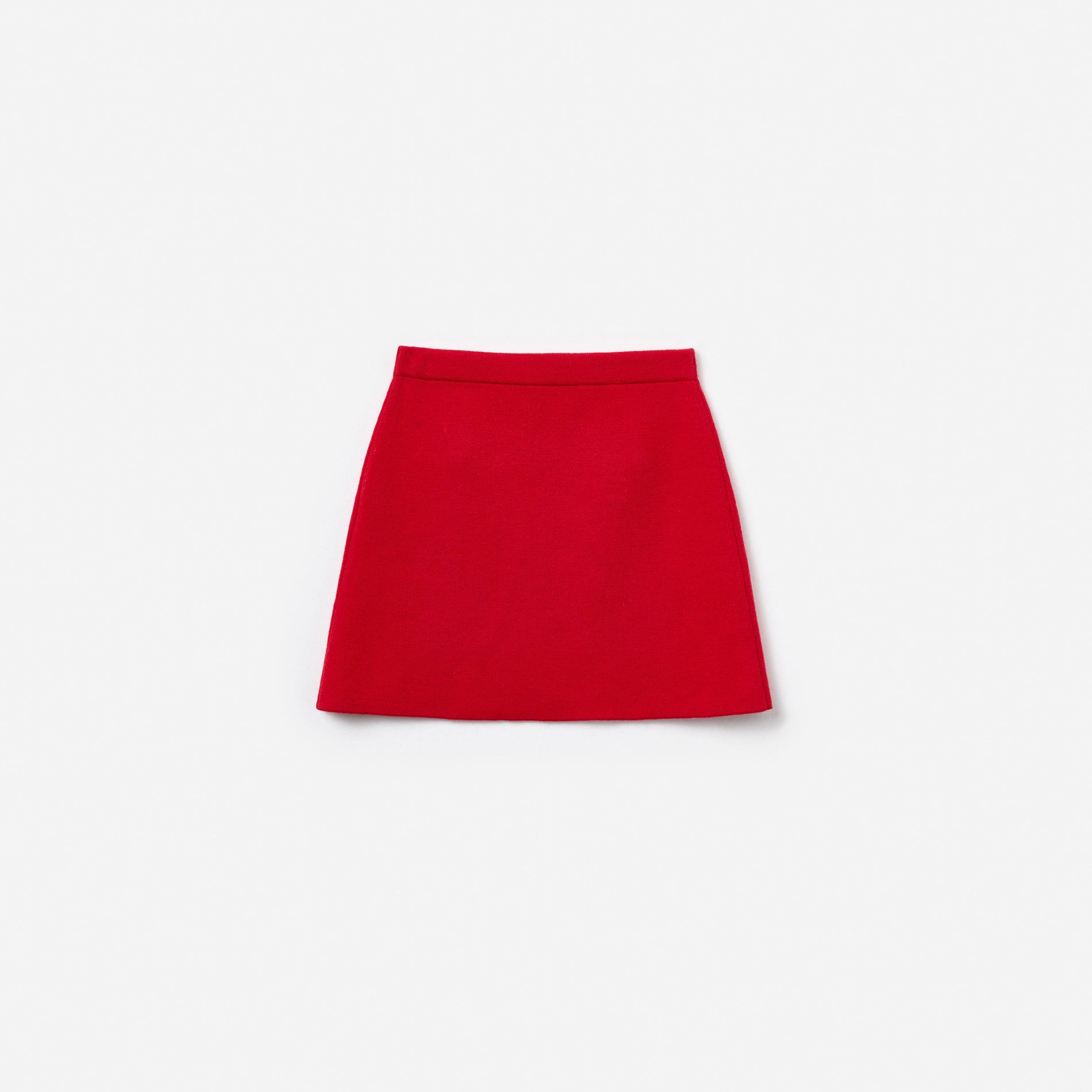 Red Flower Trim Knit Skirt