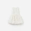 Cream Satin Tulle Flower Dress