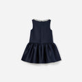 Navy Flower Scallop Taffeta Dress