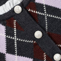 Grey Argyle Embellished Cardigan