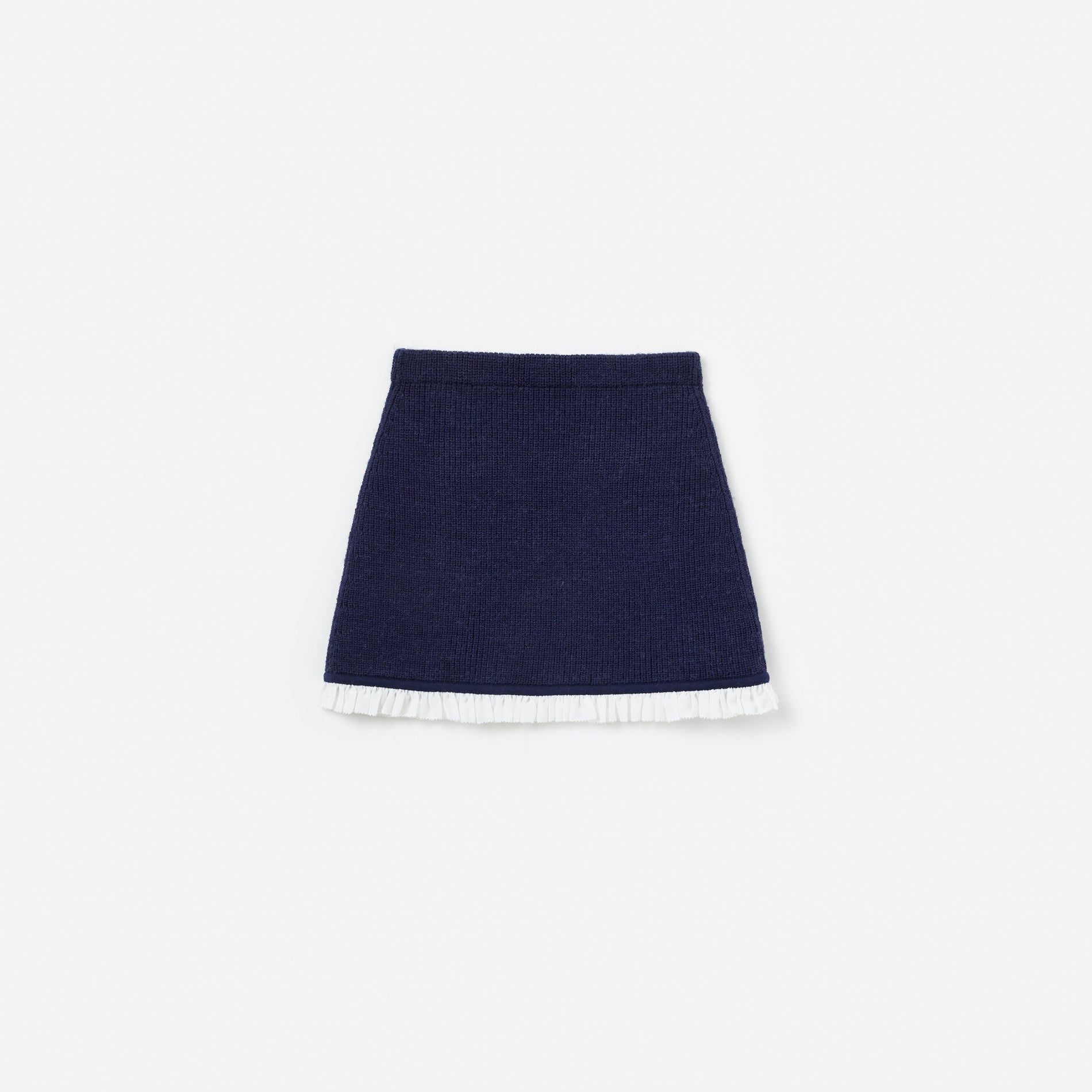 Navy Embellished Knit Skirt