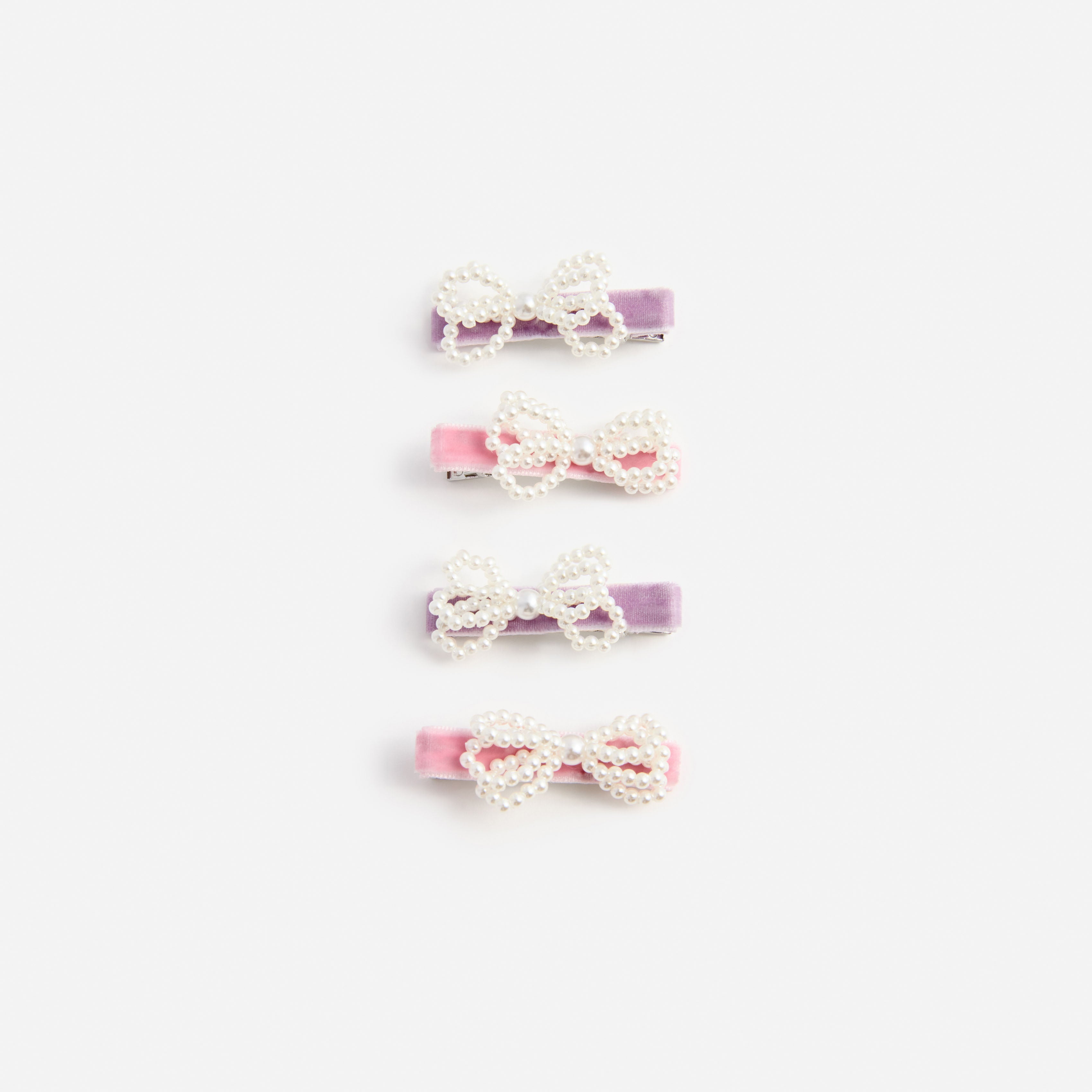 Multi Velvet Pearl Bow Hairclips
