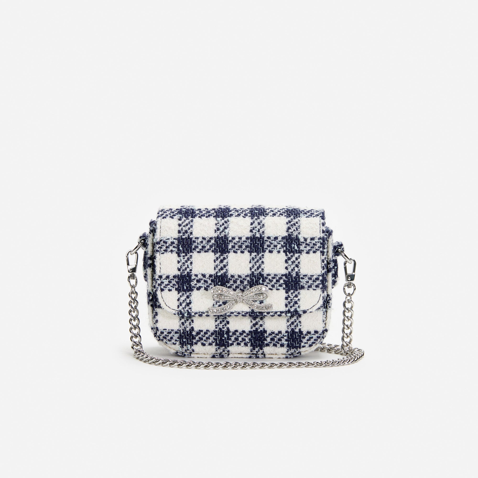 Navy Check Boucle Bag