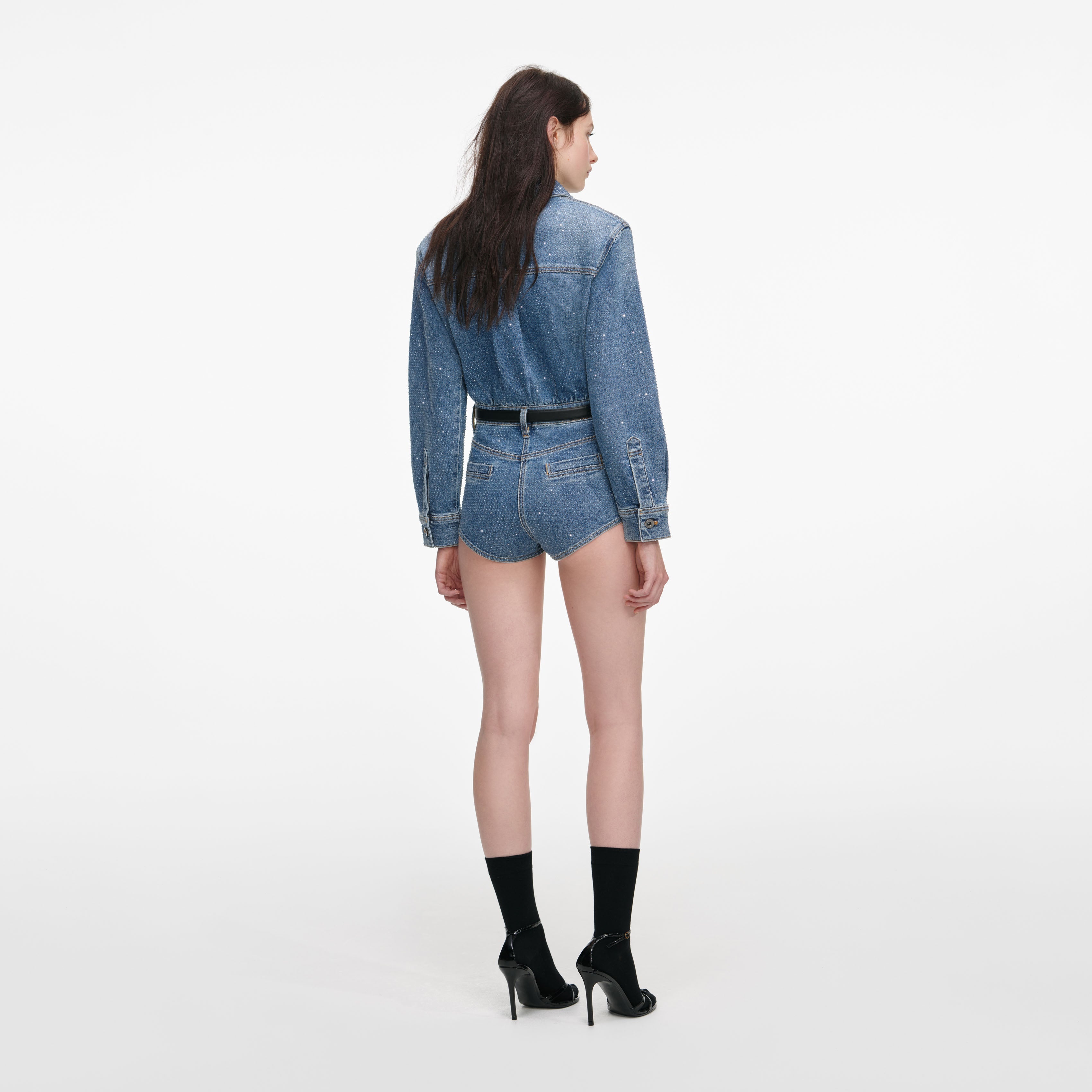 Rhinestone Denim Playsuit