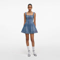 Denim Flared Logo Mini Dress