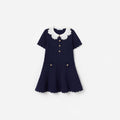 Navy Contrast Collar Knit Dress