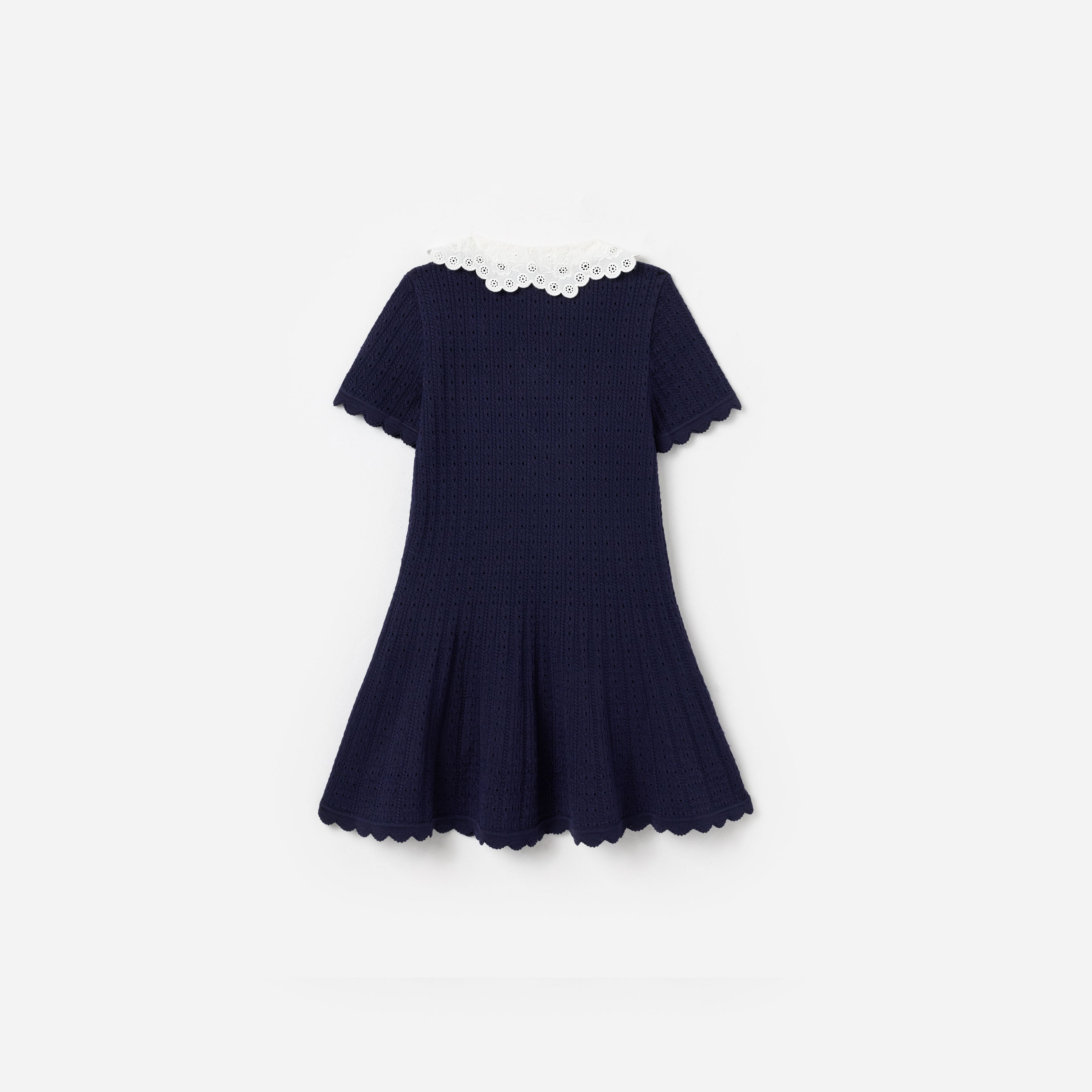 Navy Contrast Collar Knit Dress