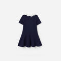 Navy Contrast Collar Knit Dress