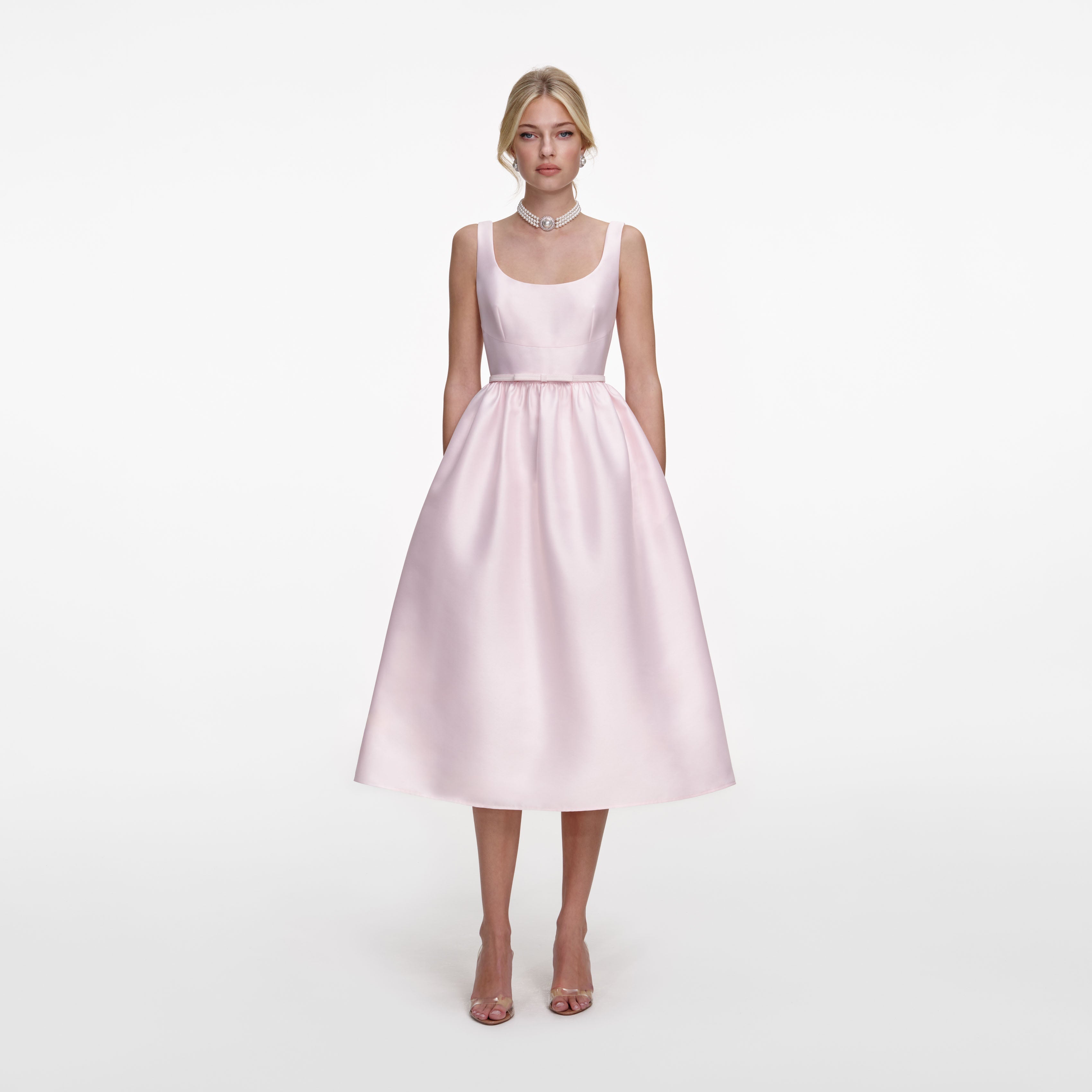 Pink Taffeta Midi Dress
