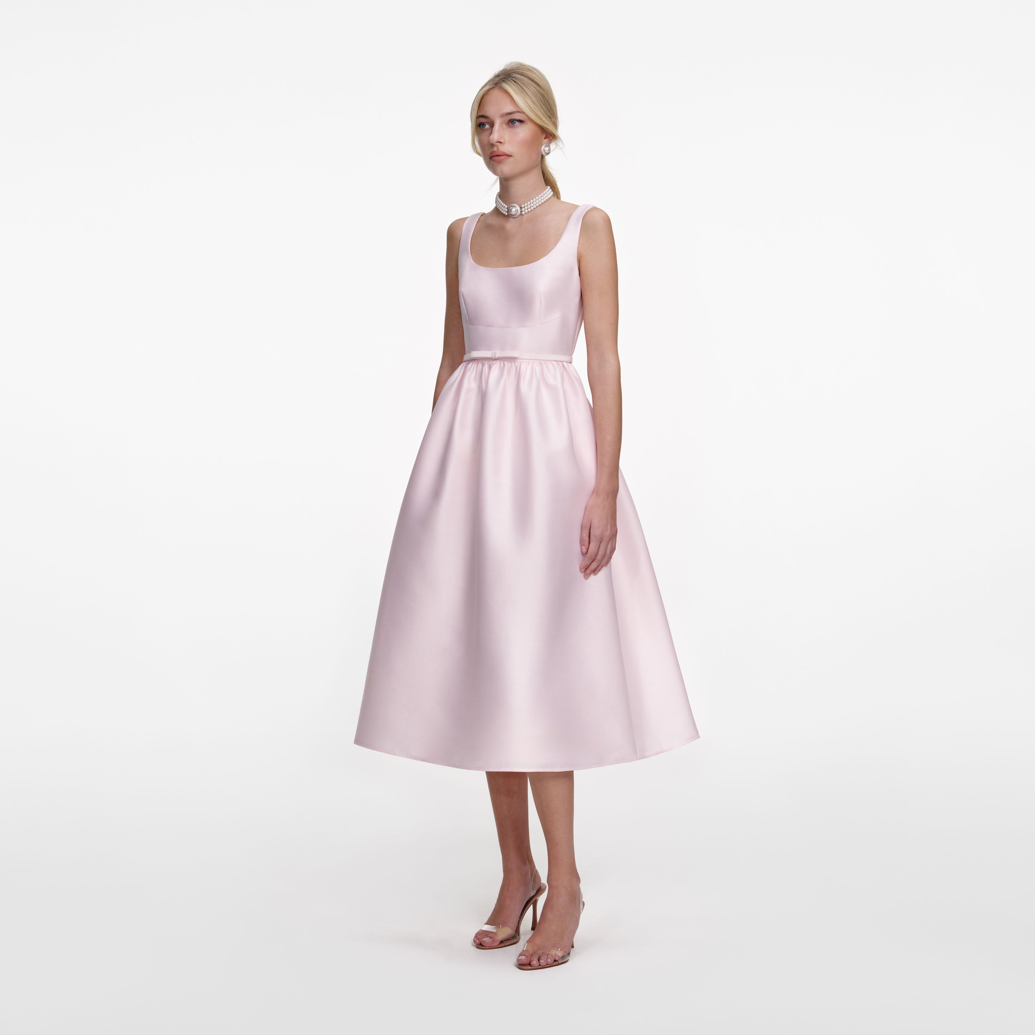Pink Taffeta Midi Dress