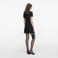 Black Boucle Collared Mini Dress
