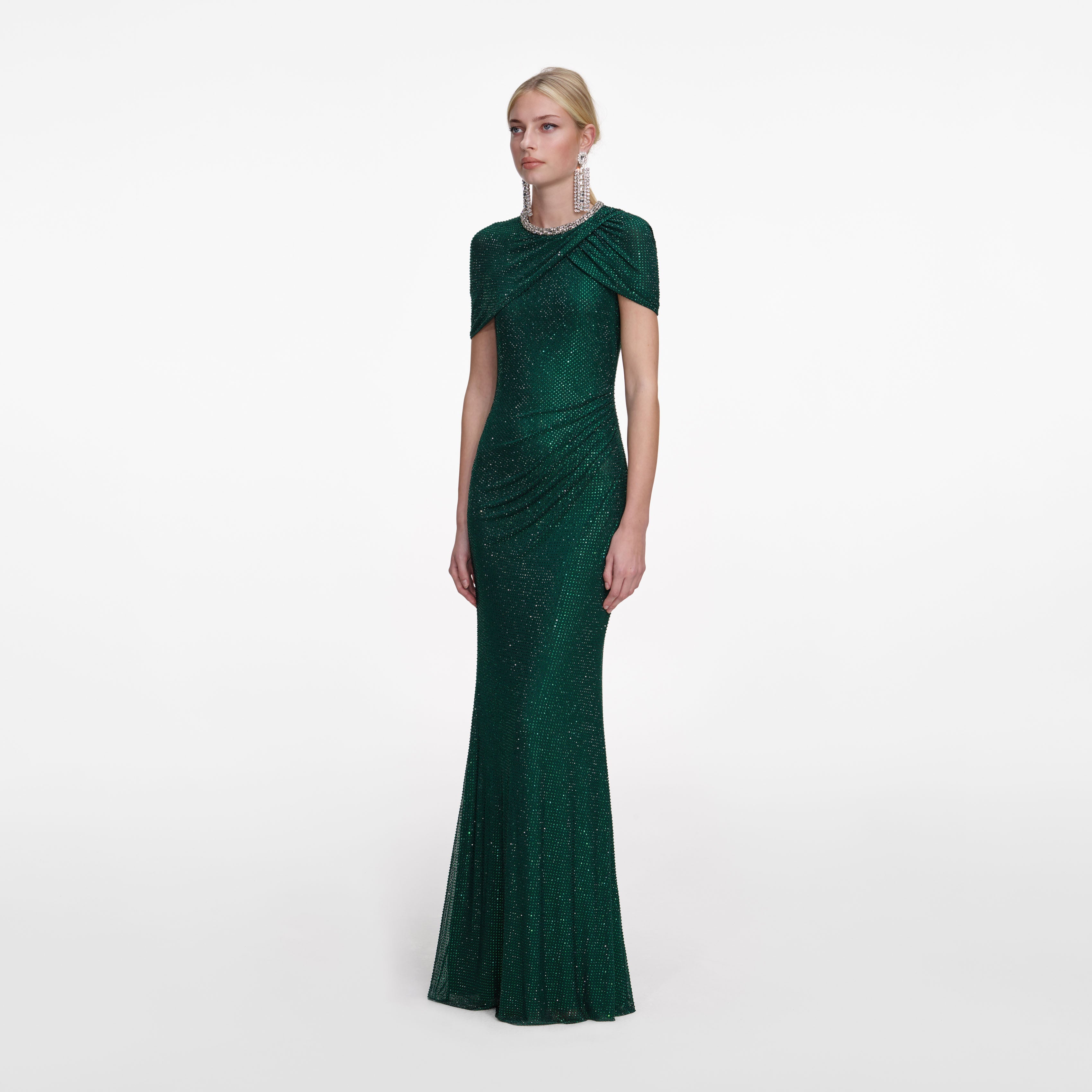 Green Rhinestone Maxi Dress