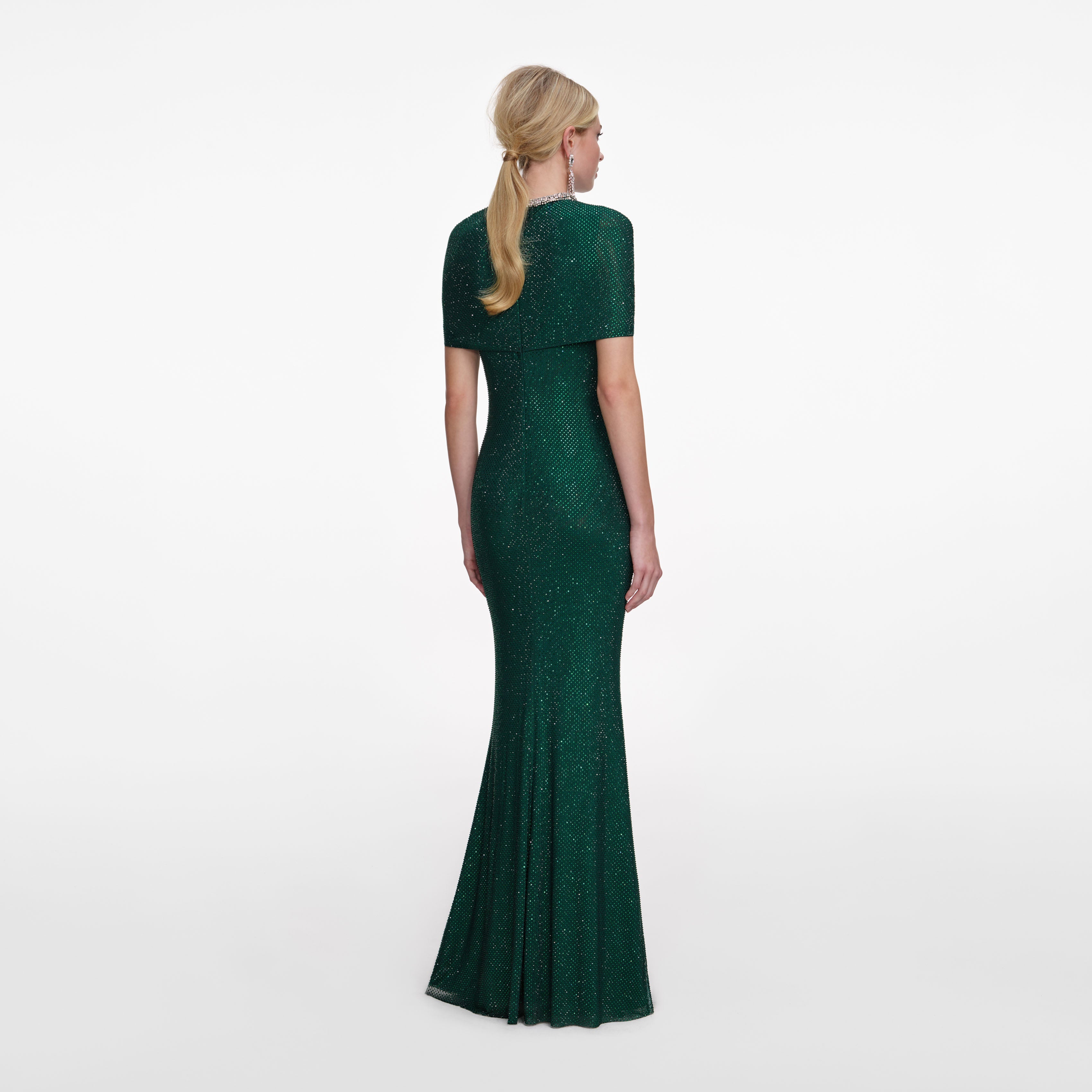 Green Rhinestone Maxi Dress