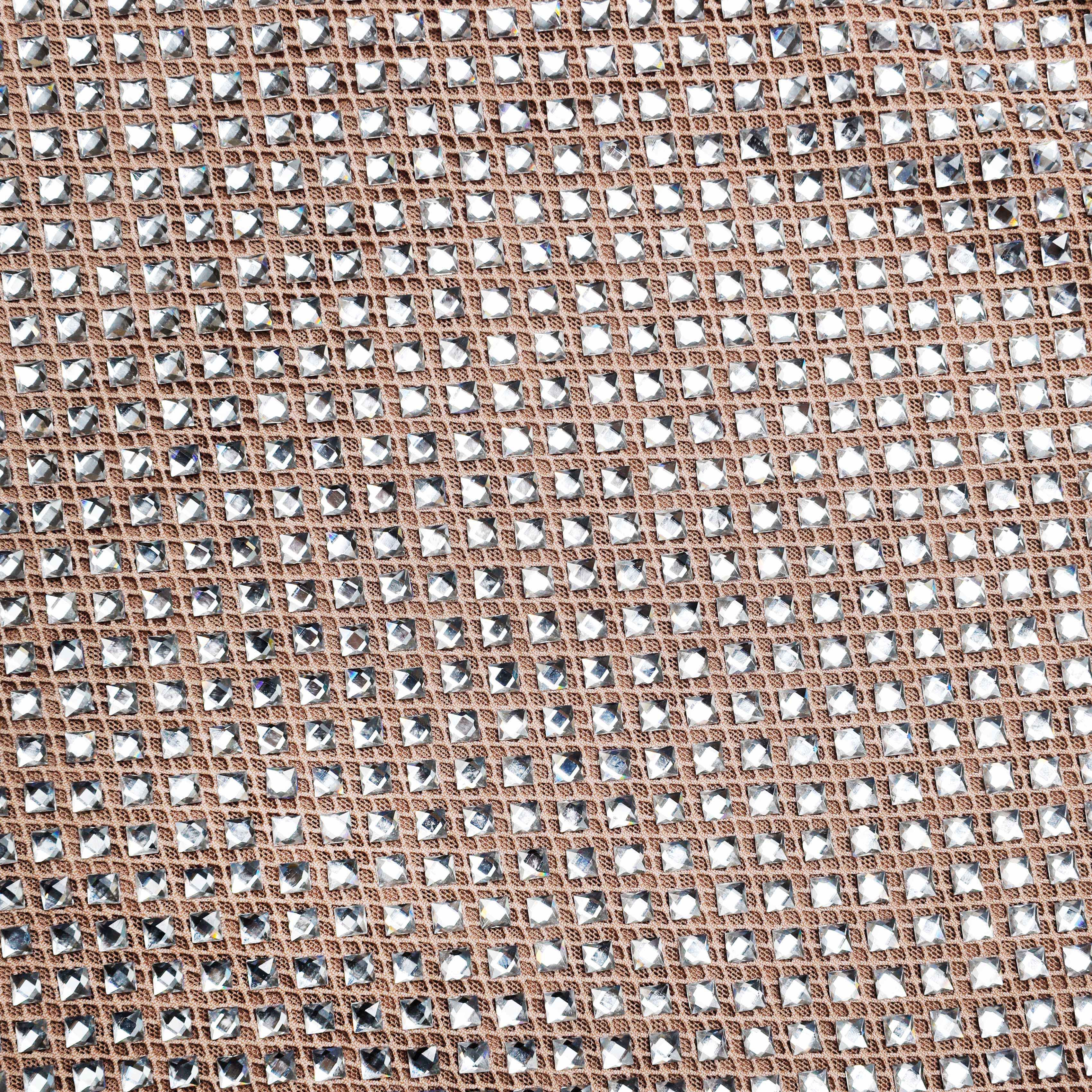 Silver Rhinestone Mesh Midi Dress