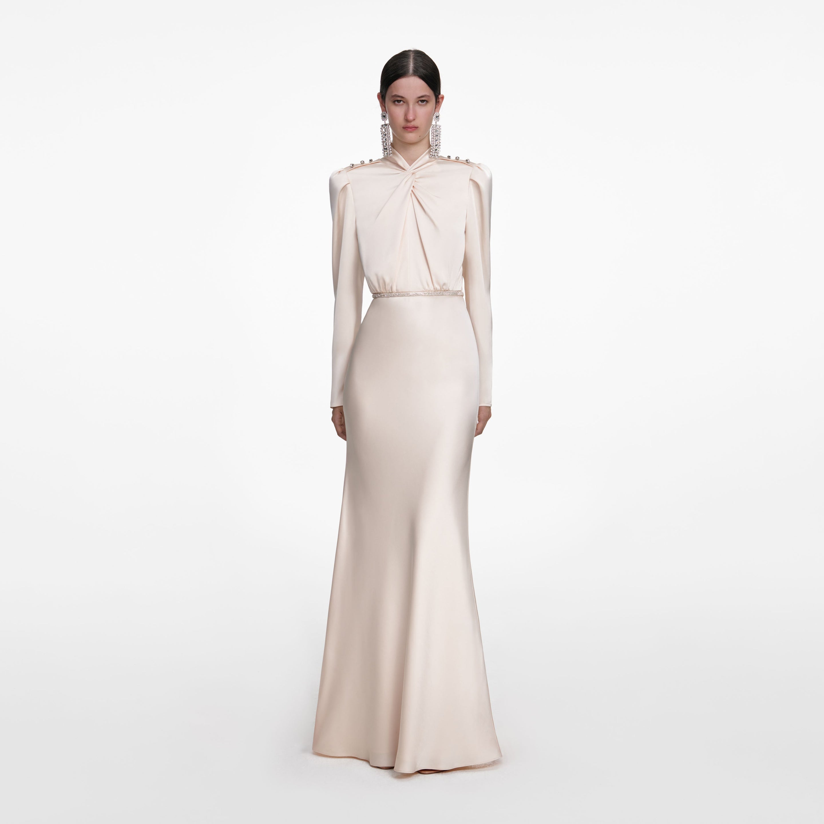 Champagne Satin Maxi Dress – self-portrait-EU