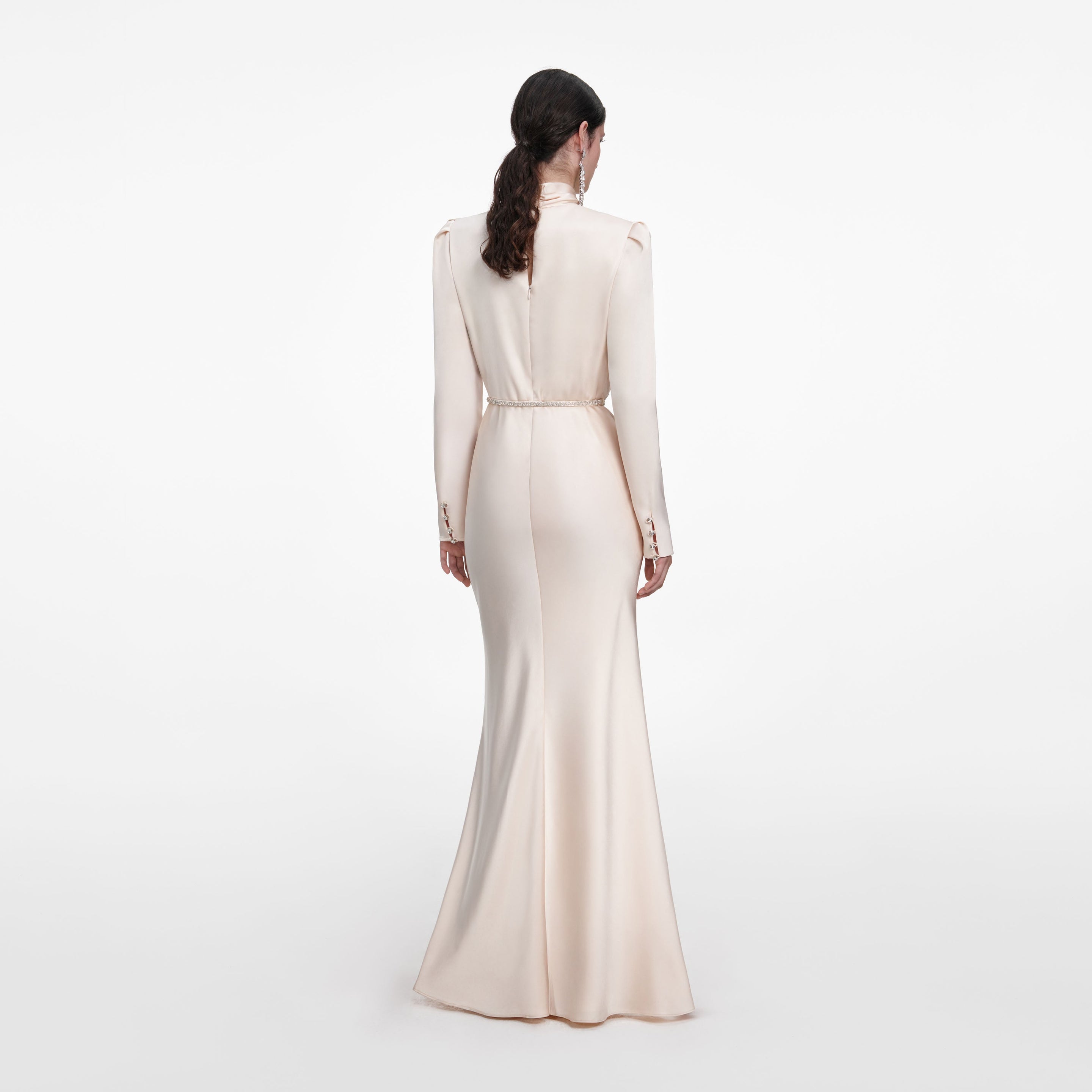 Champagne Satin Maxi Dress – self-portrait-EU