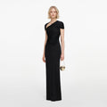 Black Jersey Draped Maxi Dress