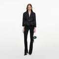 Black Jacquard Peplum Top