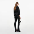 Black Jacquard Peplum Top