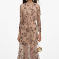 Beige Sequin Embellished Midi Dress