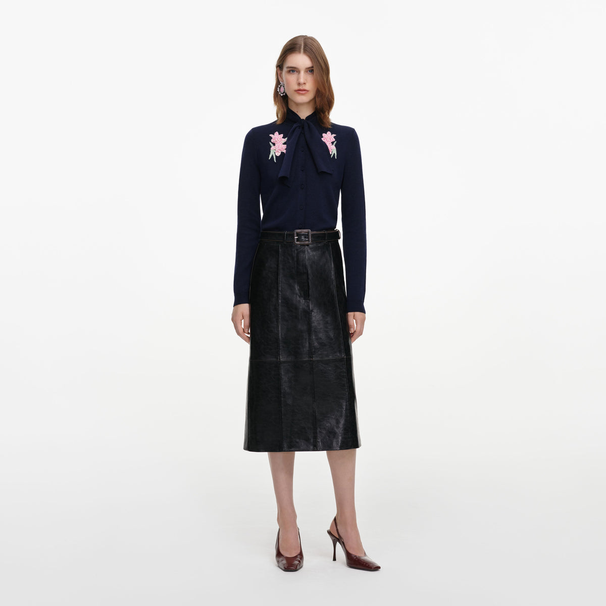 Navy Sequin Embellished Knit Cardigan