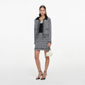 Black And White Textured Knit Jacket