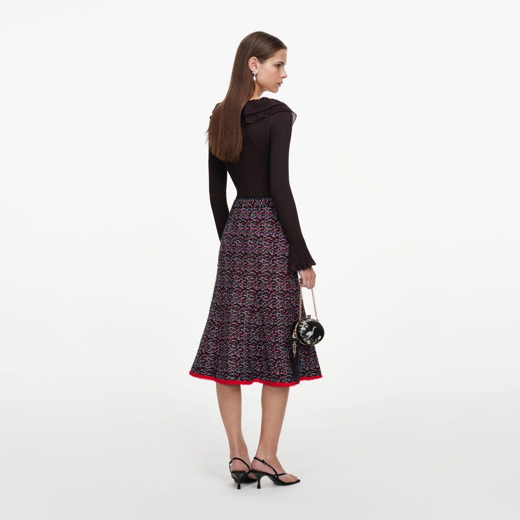 Multi Textured Knit Midi Skirt