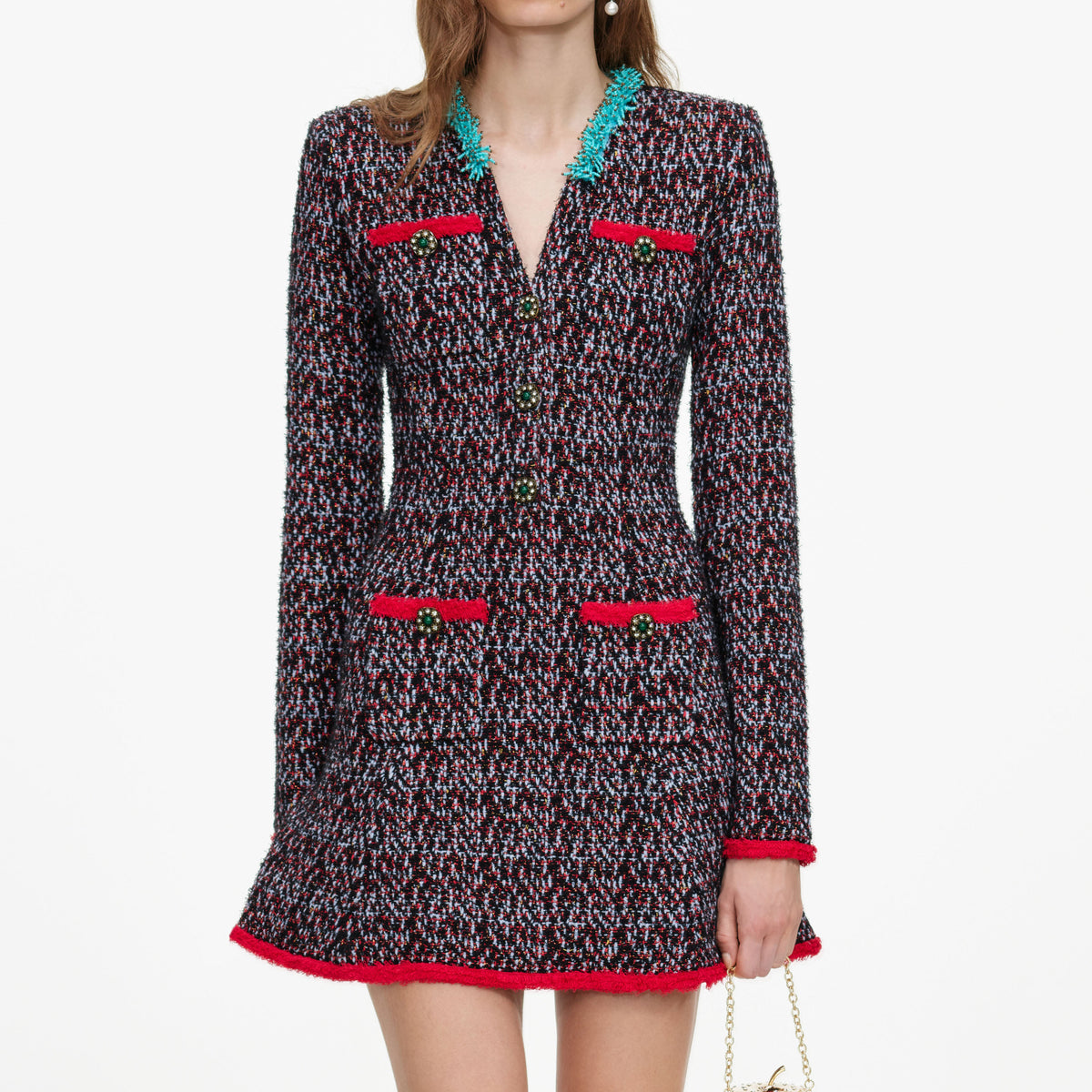 Multi Textured Knit Mini Dress