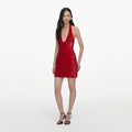 Red Sequin Halter Neck Mini Dress
