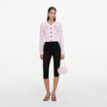 Pink Flower Pointelle Knit Cardigan