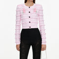 Pink Flower Pointelle Knit Cardigan