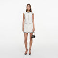 Cream Sleeveless Boucle Mini Dress