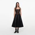 Black Faux Leather Midi Skirt
