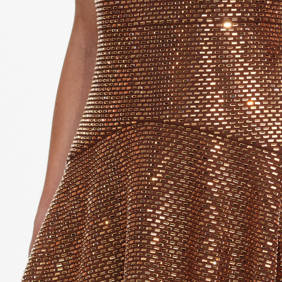 Brown Rhinestone Mini Dress