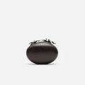 Brown Leather Crystal Flower Oval Clutch Bag