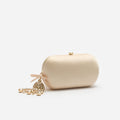 Champagne Rectangle Satin Clutch Bag