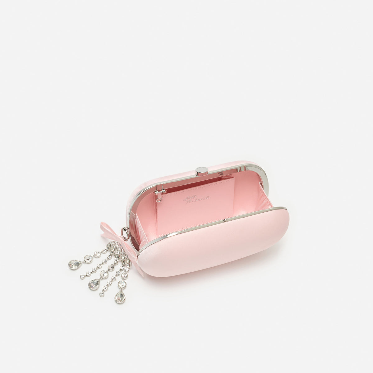 Pink Rectangle Satin Clutch Bag