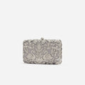 Silver Crystal Swan Clutch Bag