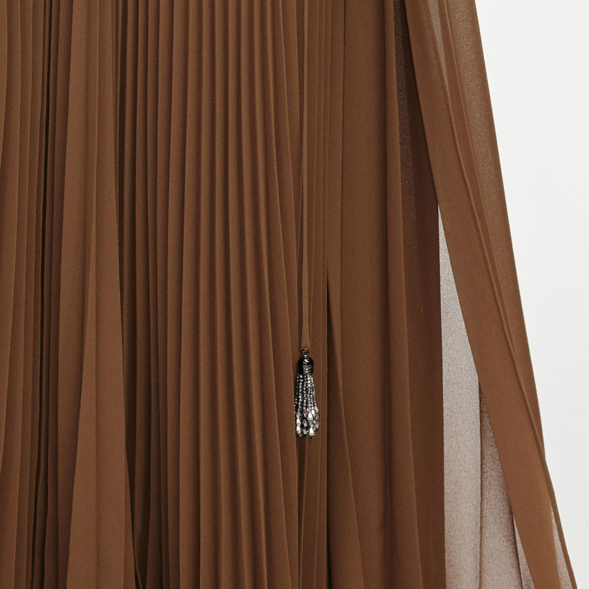 Brown Georgette Cape Maxi Dress