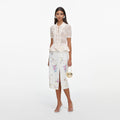 Cream Pointelle Knit Wrap Peplum Top