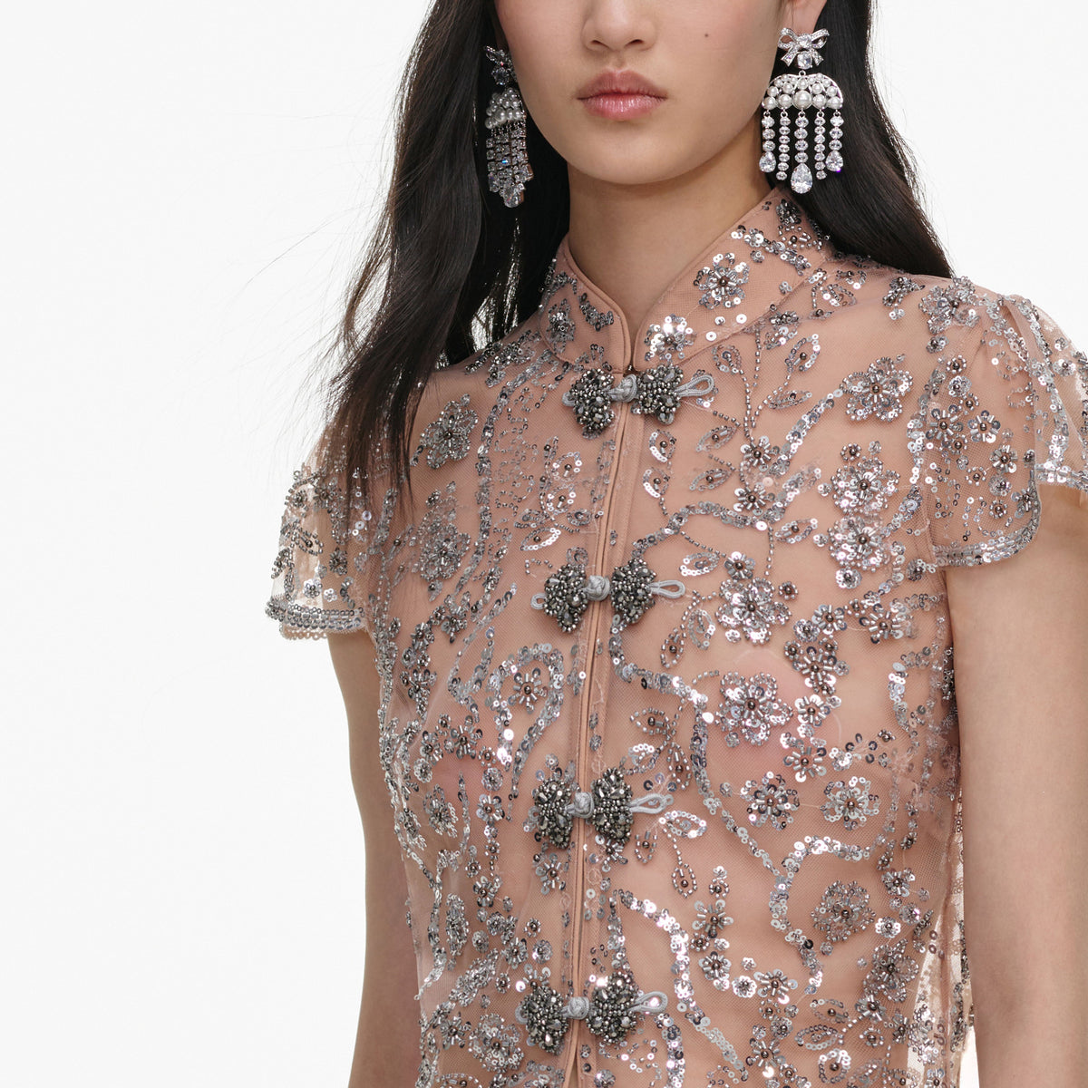 Silver Sequin Embellished Top