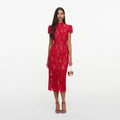Red Lace Midi Dress