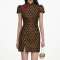 Black Velvet Flower Mini Dress