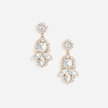 Gold Tiered Pearl Crystal Earrings
