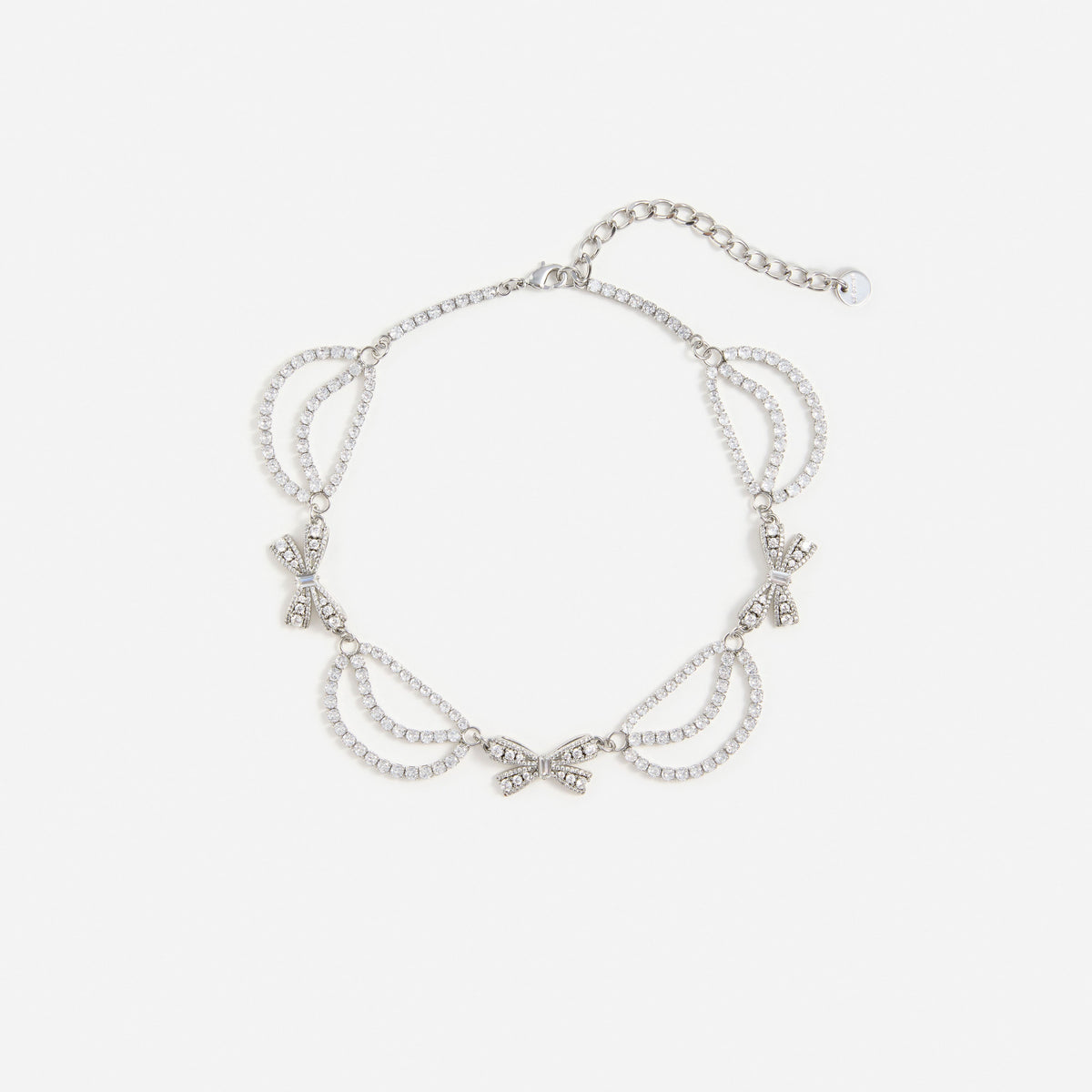 Pearl Crystal Bow Tiered Necklace