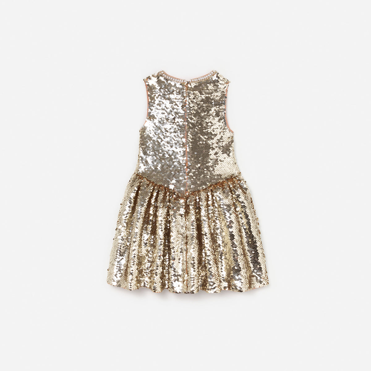 Gold Sequin Gathered Dress