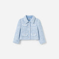 Blue Textured Boucle Jacket