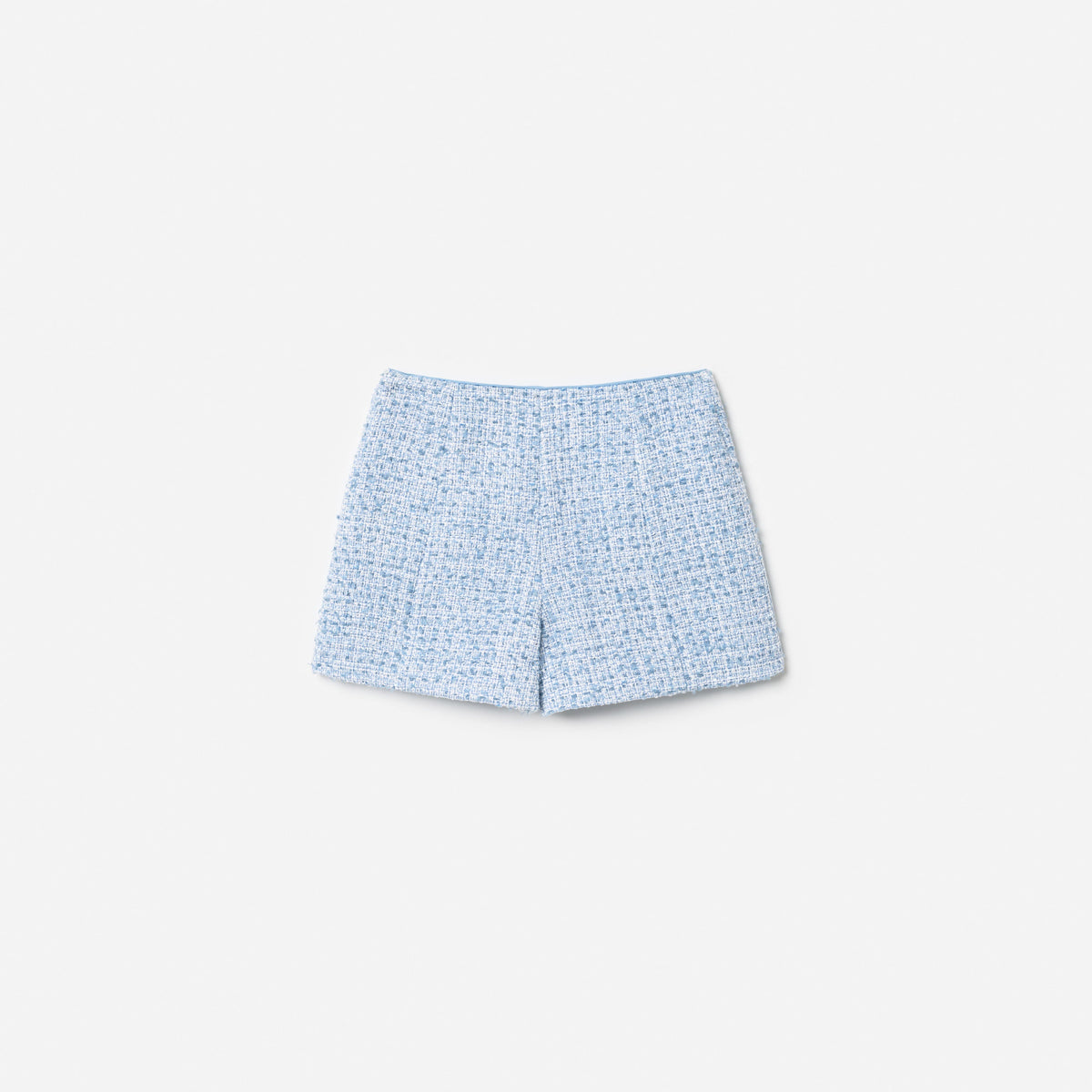 Blue Textured Boucle Shorts