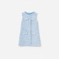 Blue Textured Boucle Sleeveless Dress